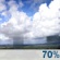 Thursday: Showers likely and possibly a thunderstorm before 1pm, then showers and thunderstorms likely after 1pm.  Mostly sunny, with a high near 90. West wind around 5 mph.  Chance of precipitation is 70%.