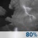 Tonight: Showers and thunderstorms, mainly before 1am. Some of the storms could be severe.  Low around 59. Northwest wind 5 to 10 mph becoming southwest in the evening.  Chance of precipitation is 80%. New rainfall amounts between a quarter and half of an inch possible. 